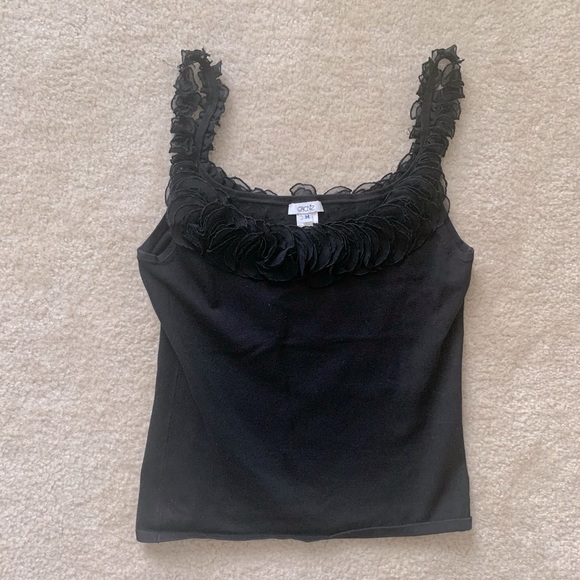 Cache Black Knit Ruffled Tank Top - Picture 3 of 7